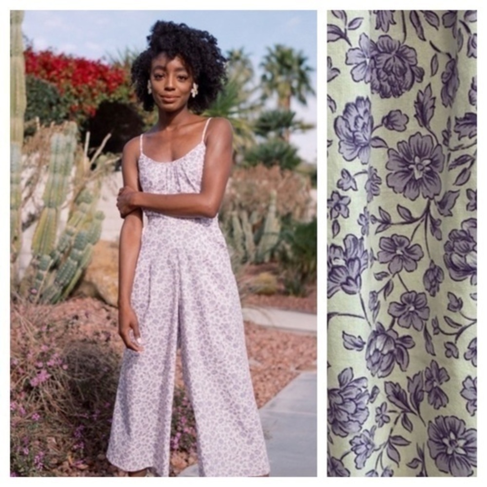 Gal Meets Glam Purple Lilac Floral Wide Leg Etta Double Tie Back Jumpsuit 8